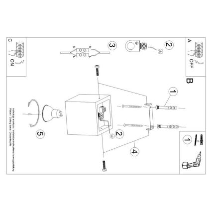 Griestu lampa QUAD 1xGU10/40W/230V dižskābardis