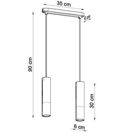 Lustra ar auklu PABLO 2xGU10/40W/230V balta/dižskābardis