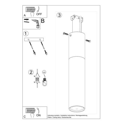 Griestu lampa PABLO 1xGU10/40W/230V balta/dižskābardis