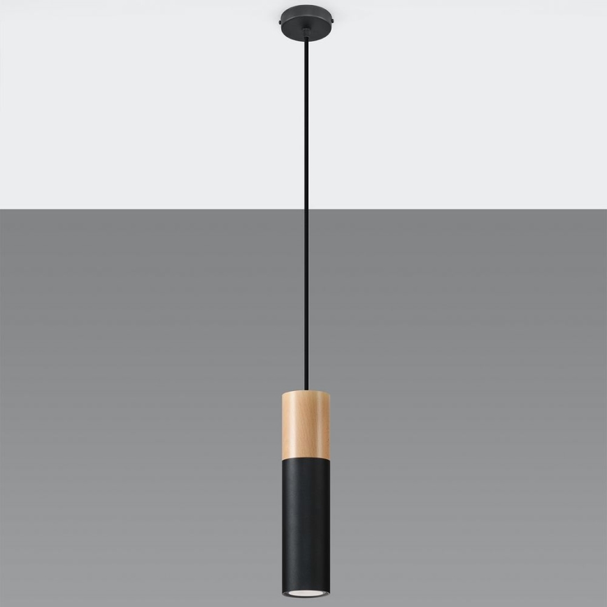 Lustra ar auklu PABLO 1xGU10/40W/230V melna/dižskābardis