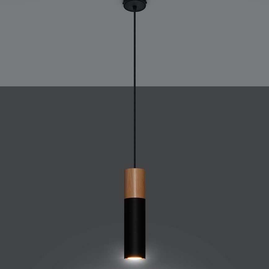 Lustra ar auklu PABLO 1xGU10/40W/230V melna/dižskābardis