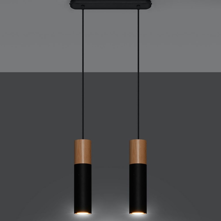 Lustra ar auklu PABLO 2xGU10/40W/230V melna/dižskābardis