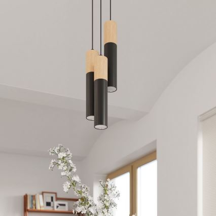 Lustra ar auklu PABLO 3xGU10/40W/230V melna/dižskābardis