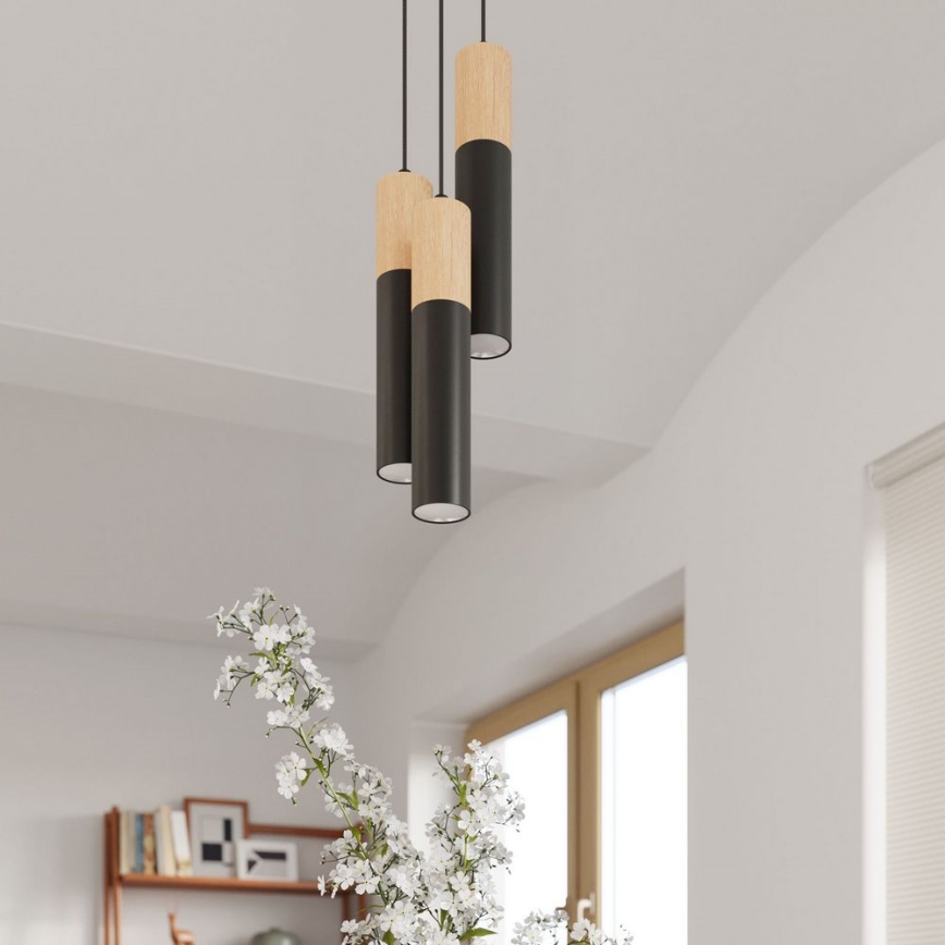 Griestu lampa PABLO 1xGU10/40W/230V melna/dižskābardis