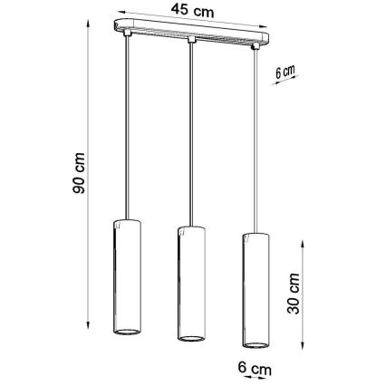 Lustra ar auklu LINO 3xGU10/40W/230V dižskābardis