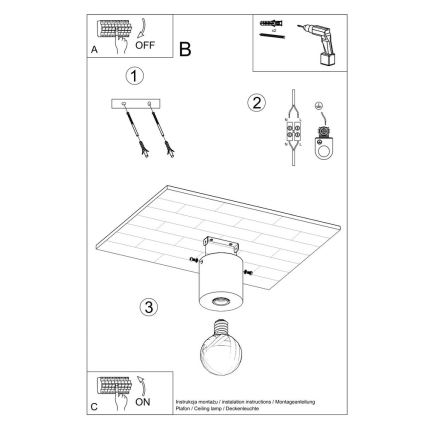 Griestu lampa SALGADO 1xE27/60W/230V dižskābardis