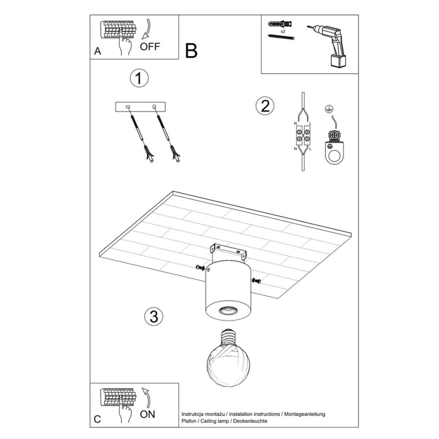 Griestu lampa SALGADO 1xE27/60W/230V dižskābardis