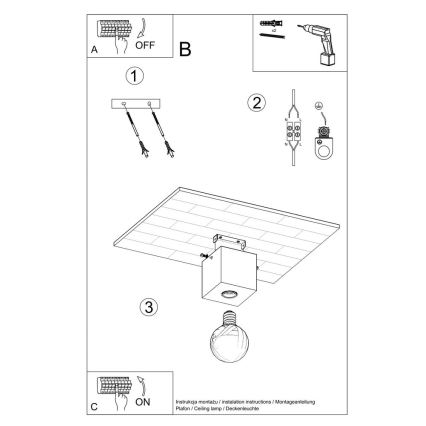 Griestu lampa ABEL 1xE27/60W/230V dižskābardis