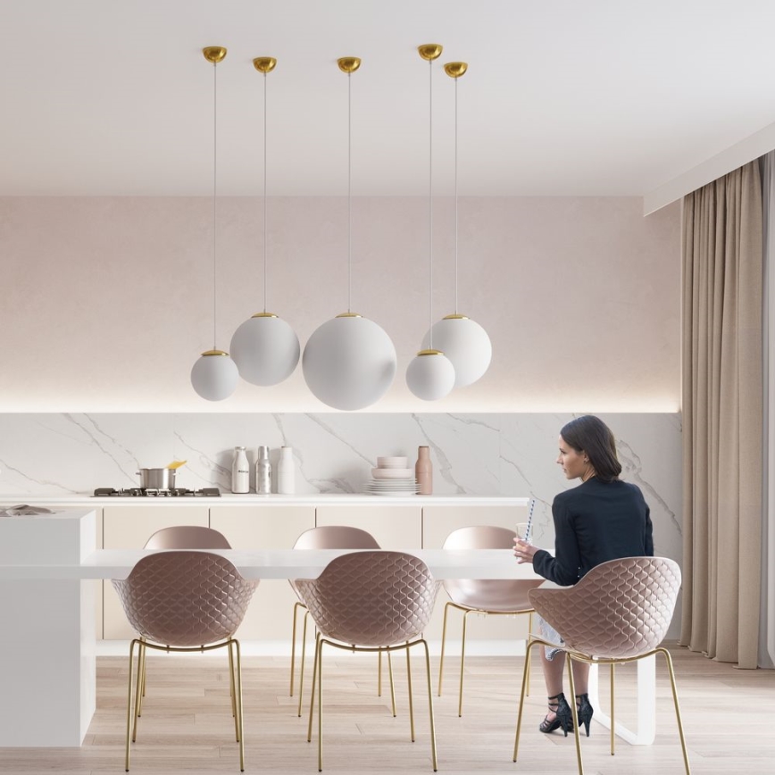 Griestu lampa ar vadu TOYA 1xE27/60W/230V Ø 30 cm balta/zelta