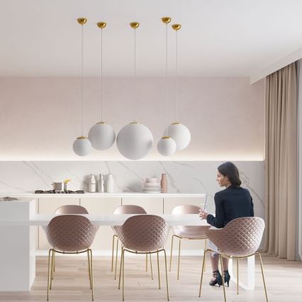 Pakaramā lustra uz kabeļa TOYA 1xE27/60W/230V Ø 40 cm balta/zelta