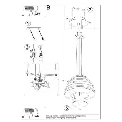 Lustra ar auklu BELLA 3xE27/60W/230V d. 60 cm balta