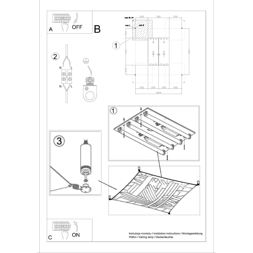 LED griestu lampa LUNA 4xG13/8,5W/230V 10,5x10,5 cm balta