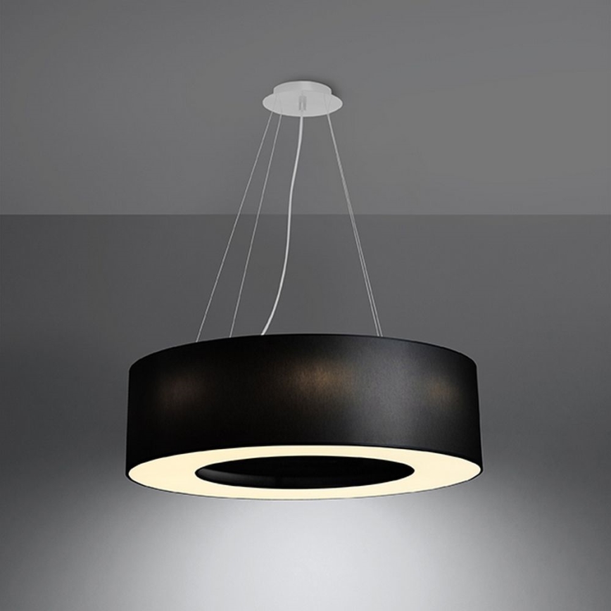 Lustra ar auklu SATURNO 6xE27/60W/230V d. 70 cm melna