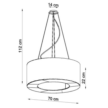 Lustra ar auklu SATURNO 6xE27/60W/230V d. 70 cm melna