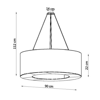 Lustra ar auklu SATURNO 8xE27/60W/230V d. 90 cm balta