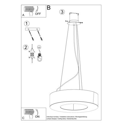 Lustra ar auklu SATURNO 8xE27/60W/230V d. 90 cm balta