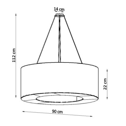 Lustra ar auklu SATURNO 8xE27/60W/230V d. 90 cm melna