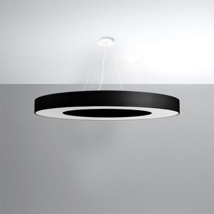 Lustra ar auklu SATURNO SLIM 8xE27/60W/230V d. 90 cm melna