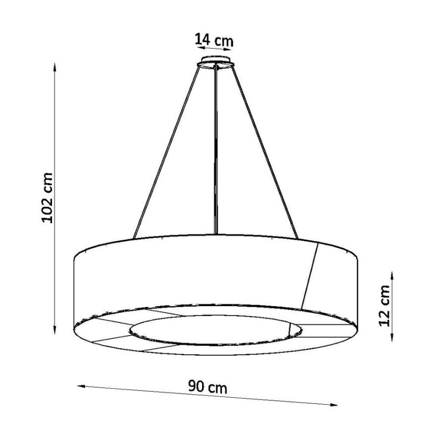 Lustra ar auklu SATURNO SLIM 8xE27/60W/230V d. 90 cm melna