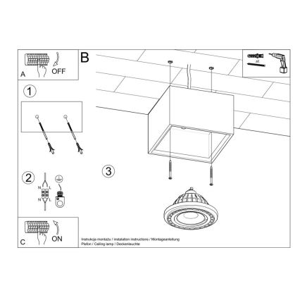 Griestu lampa QUATRO AR111 1xGU10/40W/230V betons