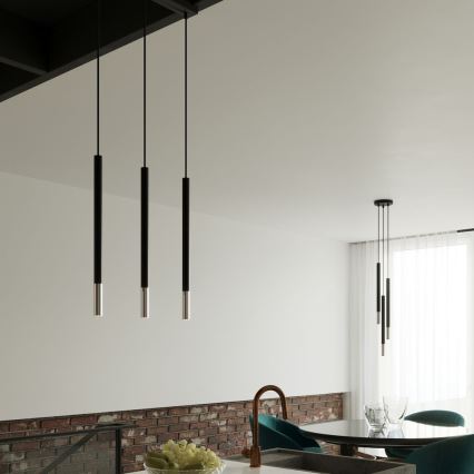 Lustra ar auklu MOSAIC 1xG9/12W/230V melna/spīdīgi hromēts