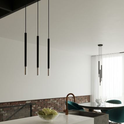 Lustra ar auklu MOSAIC 3xG9/12W/230V melna/spīdīgi hromēts