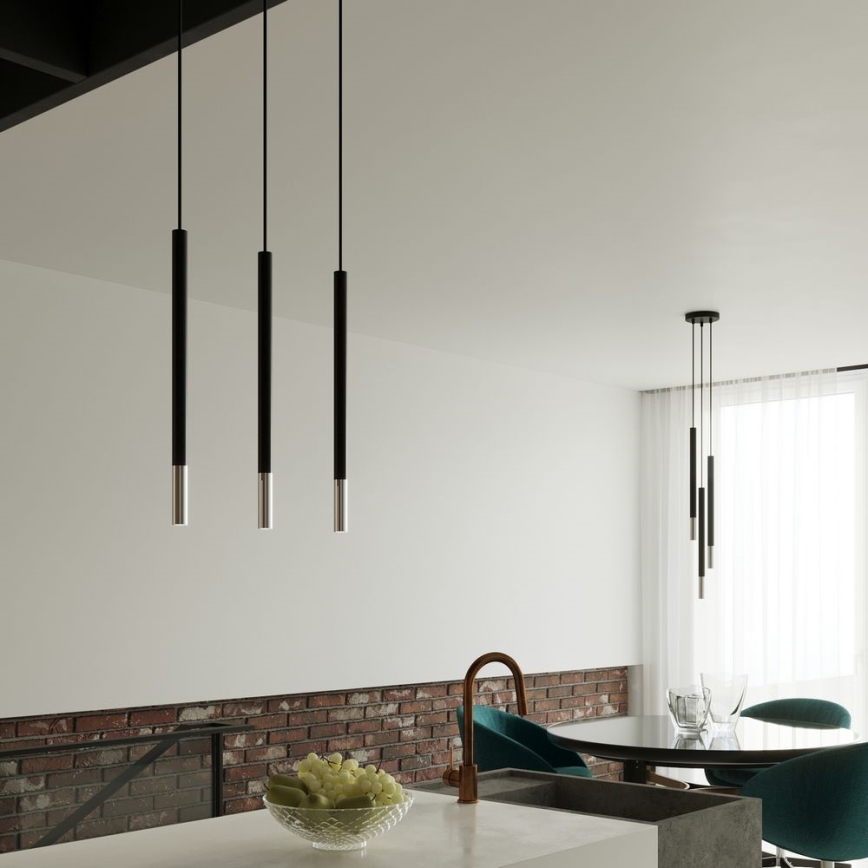 Lustra ar auklu MOSAIC 3xG9/12W/230V melna/spīdīgi hromēts