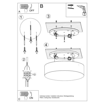 Griestu lampa ARENA 4xE27/60W/230V pelēka