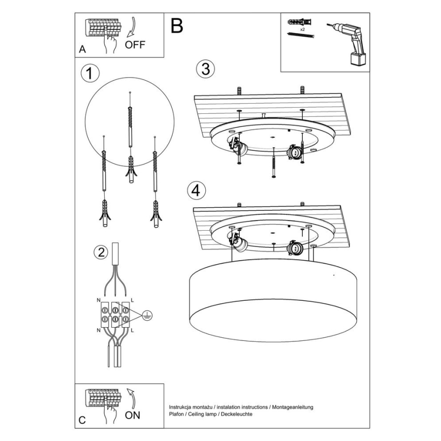 Griestu lampa ARENA 4xE27/60W/230V pelēka