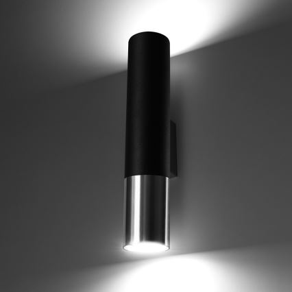 Sienas lampa LOOPEZ 2xGU10/10W/230V melna/spīdīgi hromēts