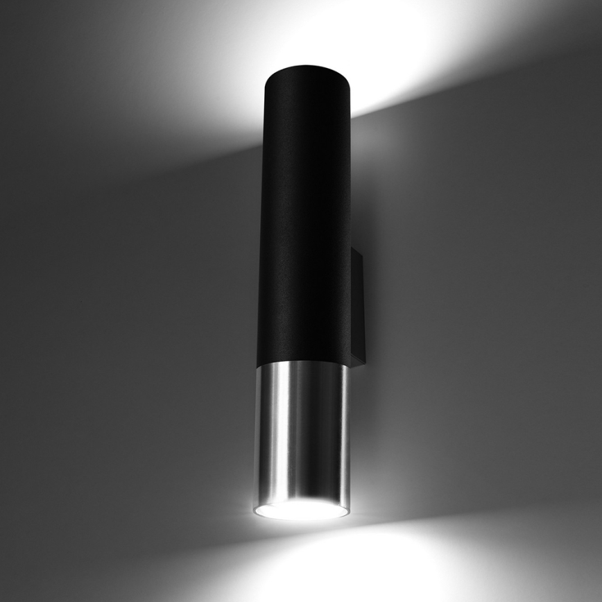 Sienas lampa LOOPEZ 2xGU10/10W/230V melna/spīdīgi hromēts