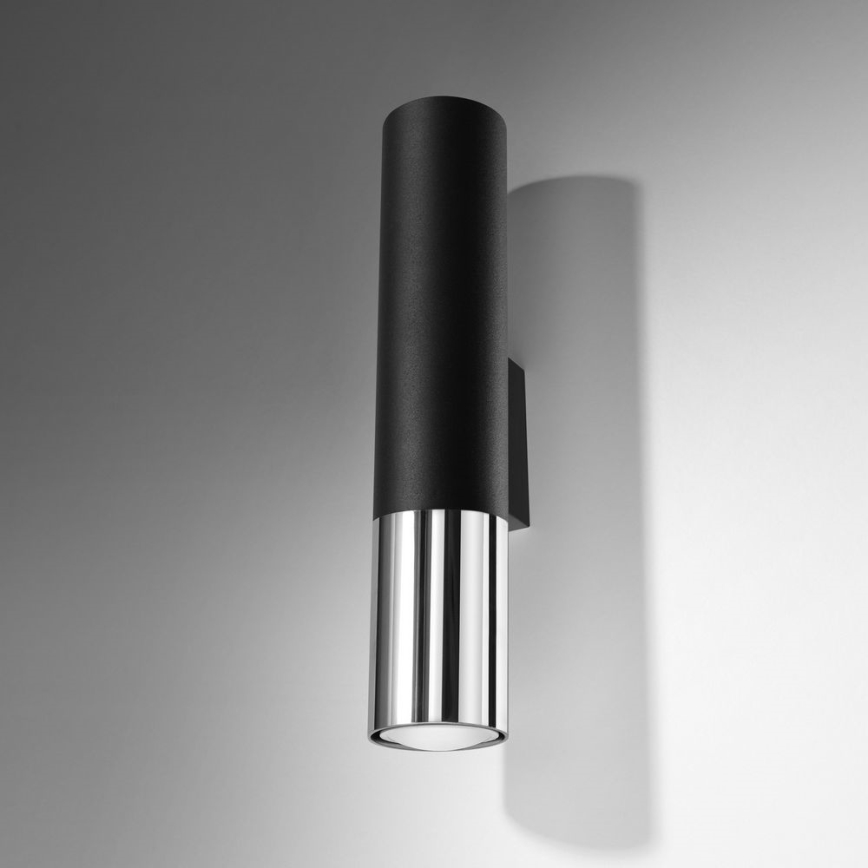 Sienas lampa LOOPEZ 2xGU10/10W/230V melna/spīdīgi hromēts