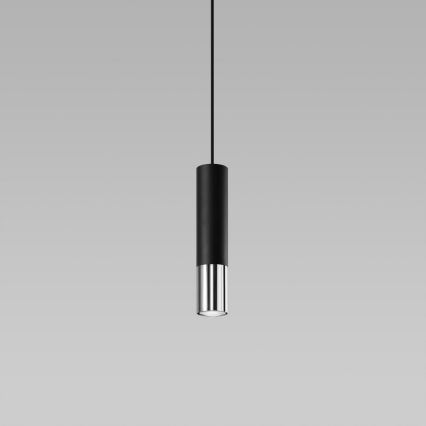 Lustra ar auklu LOOPEZ 1xGU10/10W/230V melna/spīdīgi hromēts