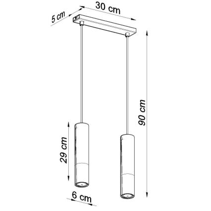 Lustra ar auklu LOOPEZ 2xGU10/10W/230V melna/spīdīgi hromēts