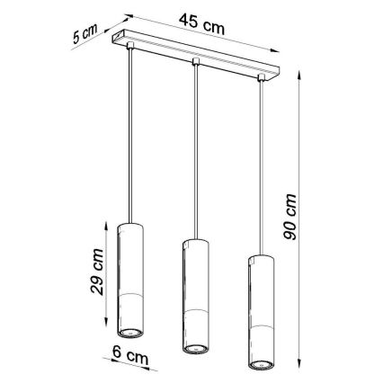 Lustra ar auklu LOOPEZ 3xGU10/10W/230V melna/spīdīgi hromēts