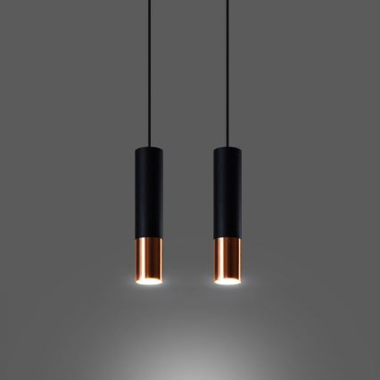 Lustra ar auklu LOOPEZ 2xGU10/10W/230V melna/varš