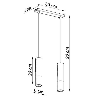 Lustra ar auklu LOOPEZ 2xGU10/10W/230V melna/varš