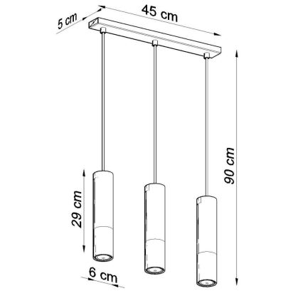 Lustra ar auklu LOOPEZ 3xGU10/10W/230V melna/varš