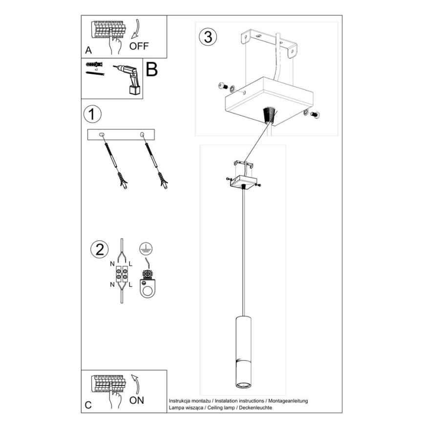 Lustra ar auklu LOOPEZ 1xGU10/40W/230V melna/zelta