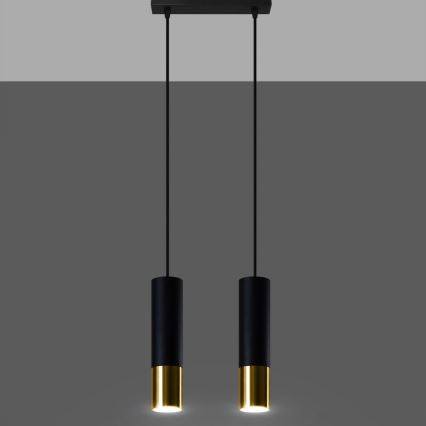 Lustra ar auklu LOOPEZ 2xGU10/10W/230V melna/zelta