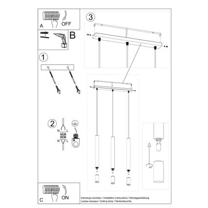 Lustra ar auklu VIZIER 3xG9/40W/230V balta