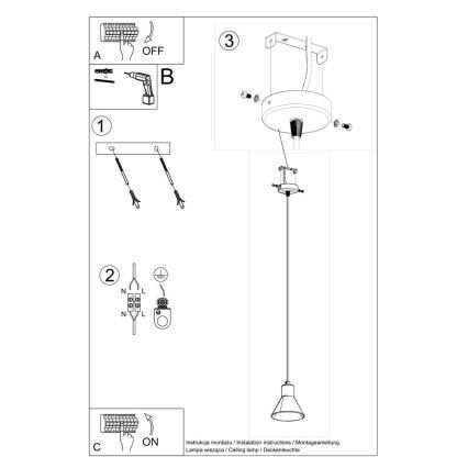 Lustra ar auklu TALEJA 1xE27/60W/230V melna