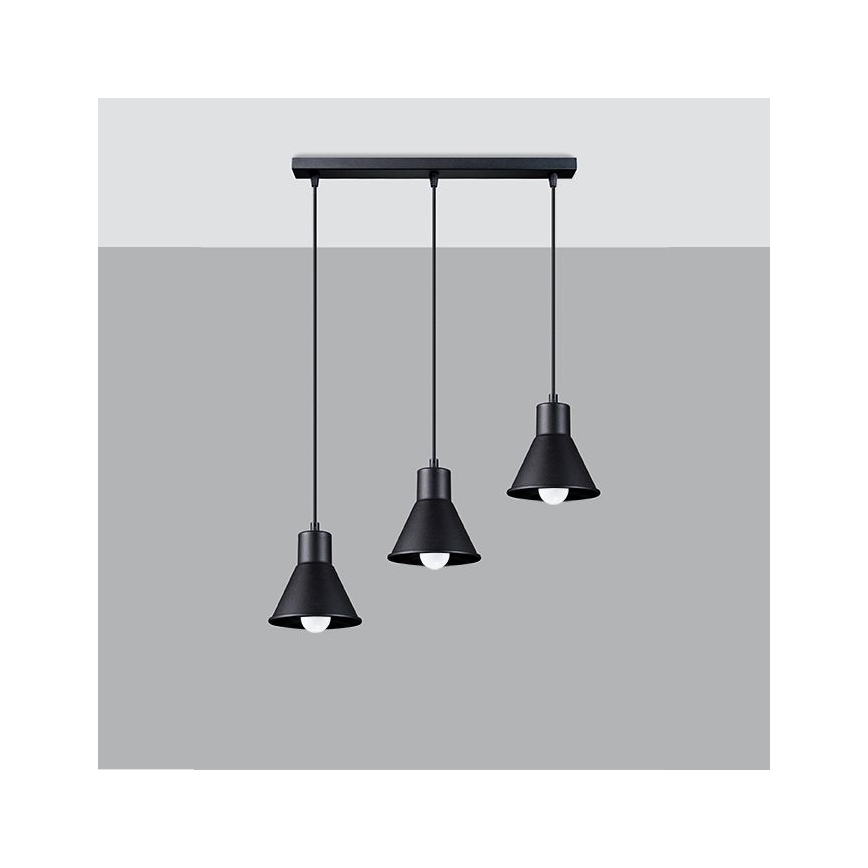 Lustra ar auklu TALEJA 3xE27/60W/230V melna