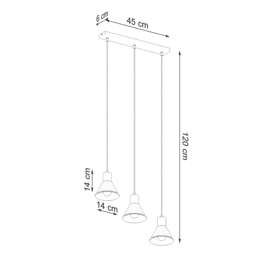 Lustra ar auklu TALEJA 3xE27/60W/230V melna