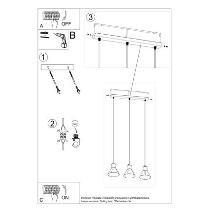 Lustra ar auklu TAZILA 3xES111/60W/230V balta