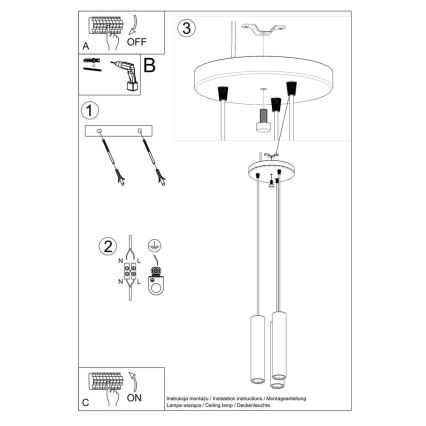 Lustra ar auklu LINO 3xGU10/40W/230V dižskābardis