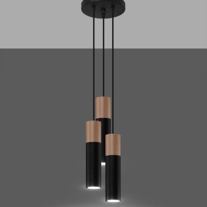 Lustra ar auklu PABLO 3xGU10/40W/230V melna/dižskābardis