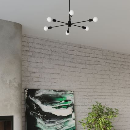 Lustra ar stieni LANGO 5xE27/60W/230V melna