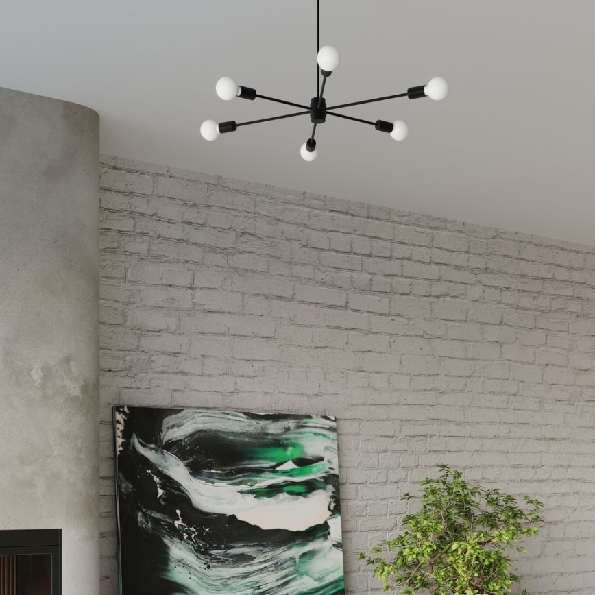 Lustra ar stieni LANGO 5xE27/60W/230V melna