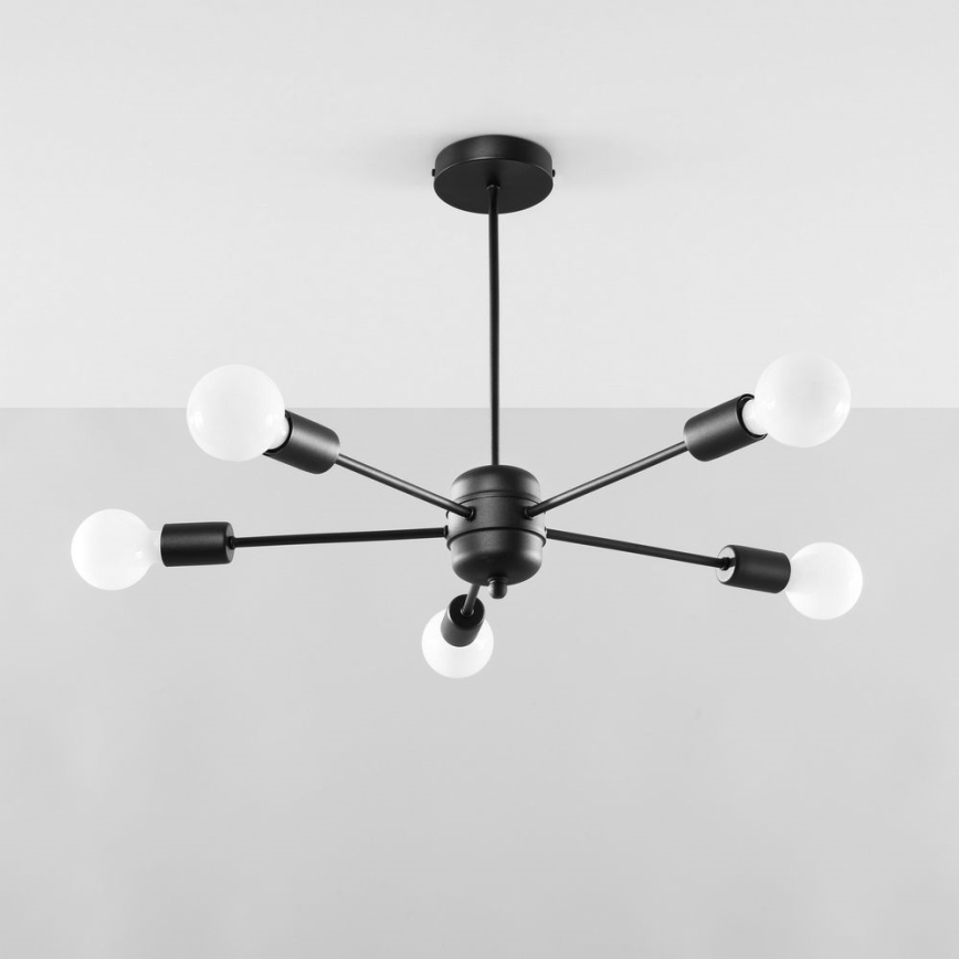 Lustra ar stieni LANGO 5xE27/60W/230V melna